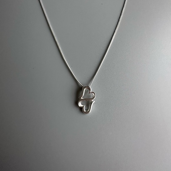 Sterling Silver Double Heart Necklace - Picture 7 of 12